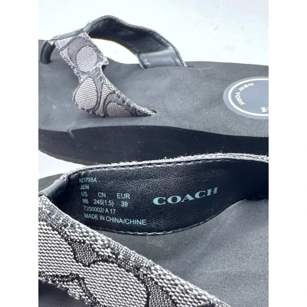 Coach Jen Signature C Jacquard Platform Wedge Flip Flop Sandals Y2K Womens 9B